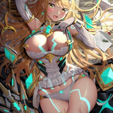 1girls, 2021, armpits, arms up, bangs, bare legs, blonde hair, blush, blushing profusely, body markings, breasts, bunny hood, caught undressing, cleavage, cleavage cutout