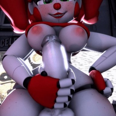 1futa, 3d, animated, animatronic, areolae, baby (fnafsl), balls, big breasts, big cock, big penis, breasts, circus baby, circus baby (fnaf), commission, erection