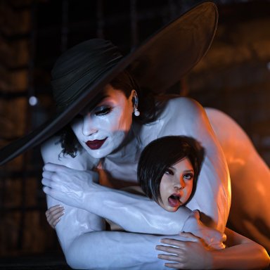 1futa, 1girls, 3d, abs, ada wong, ahe gao, ahe gao, alcina dimitrescu, ambiguous penetration, areolae, asphyxiation, balls, ballsack, before rape, before sex