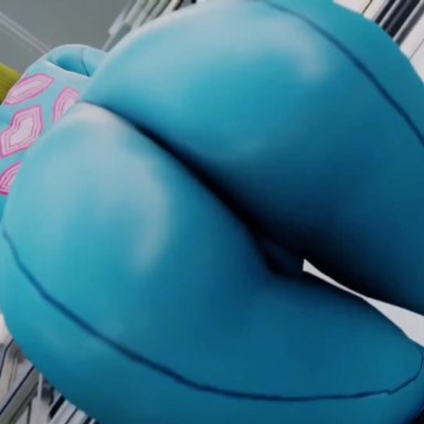 1girls, 3d, animated, ass, big ass, big butt, bimbo, blue body, blue skin, blue suit, body, butt, female focus, female only, female solo