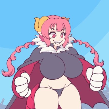 1girls, animated, bouncing breasts, breast expansion, breast inflation, breasts, cleavage, dragon girl, female, female only, huge breasts, ilulu (dragon maid), miss kobayashi's dragon maid, panties, supersatanson