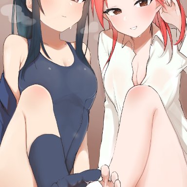 animal ears, censored, cum, dress shirt, feet, footjob, hattori shizuka, inumimi, minna dietlinde wilcke, no bra, penis, strike witches, strike witches: operation victory arrow, strike witches 2, strike witches gekijouban