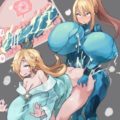 1futa, 1girls, ahe gao, big breasts, big penis, blonde hair, blue eyes, breasts, censor bar, censored, clothed sex, condom suit, cum, cum in pussy, cum inside