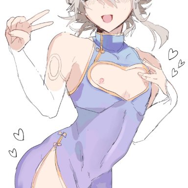 1boy, alternate costume, arched back, blonde hair, china dress, chinese clothes, collarbone, corrin (fire emblem), corrin (fire emblem) (male), crossdressing, dress, femboy, fire emblem, fire emblem fates, gay