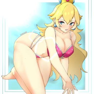 1340smile, 1girls, breasts, female only, huge breasts, mario (series), nintendo, princess peach, solo, solo female, solo focus, super mario bros., thick thighs