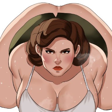 1girls, ass, big ass, big breasts, bottomless, breasts, brown eyes, brown hair, captain carter, cyberboi, disney+, eye contact, female, huge breasts, large breasts