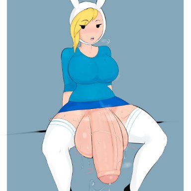 1futa, adventure time, balls, big breasts, breasts, clothed, clothing, fionna the human girl, foreskin, futa only, futanari, g3mma, huge balls, huge cock, huge testicles