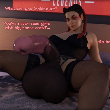 1futa, 3d, apex legends, bed, bedroom, big balls, big cock, big testicles, blender, futa only, futanari, hi res, horsecock, horsecock futanari, hyper