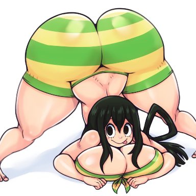 1girls, ass, breasts, female, female only, huge ass, huge breasts, jack-o pose, matospectoru, my hero academia, spread legs, top-down bottom-up, tsuyu asui