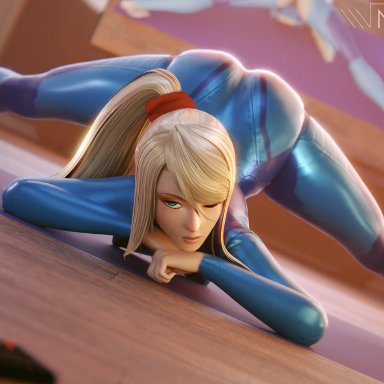 ass, ass up, athletic, athletic female, bubble butt, female, female focus, female only, flexible, hourglass figure, jack-o pose, metroid, nintendo, nubottle, pose
