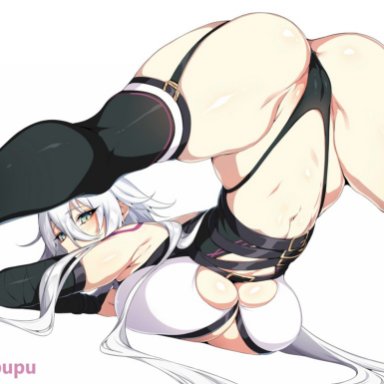 1girl, 1girls, ass, ass focus, ass up, big ass, big breasts, black legwear, blush, blushing, cameltoe, curvy, face down ass up, fate/apocrypha, fate/grand order