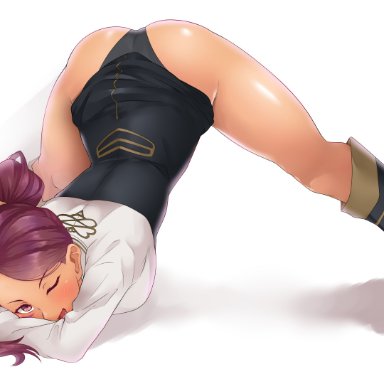 1girls, ;d, ass, ass up, bare legs, big ass, black panties, boots, face down ass up, fire emblem, fire emblem: three houses, garreg mach monastery uniform, hana-ko (kahun9893), jack-o pose, kahun9893