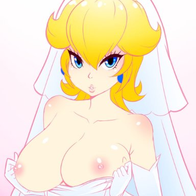 1girls, big breasts, blonde hair, blue eyes, breasts, busty, evildei, female, female only, large breasts, lipstick, looking at viewer, mario (series), naughty face, nintendo