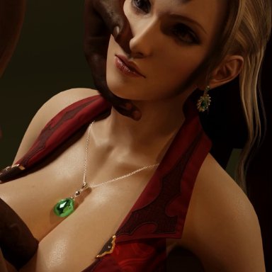 3d, animated, big breasts, big penis, blender, blendersender, blonde, blonde hair, dark-skinned male, dark skin, final fantasy, final fantasy vii, grabbing, grabing from behind, highres