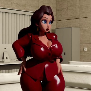 1girls, 3d, animated, big ass, blender, blender (software), blue eyes, breast expansion, breast squeeze, brown hair, earrings, female, female only, girls, high heels