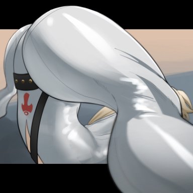 1girls, 2021, absurd res, arc system works, ass, ass focus, ass shot, ass up, big ass, bodysuit, bubble butt, crouching, female, female focus, female only