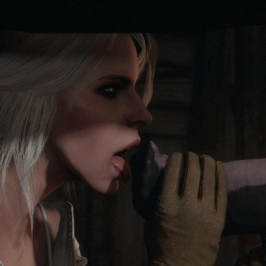 3d, ciri, fellatio, green eyes, horsecock, licking penis, the witcher (series), the witcher 3: wild hunt, white hair, witcherres, zoophilia, zoophilia