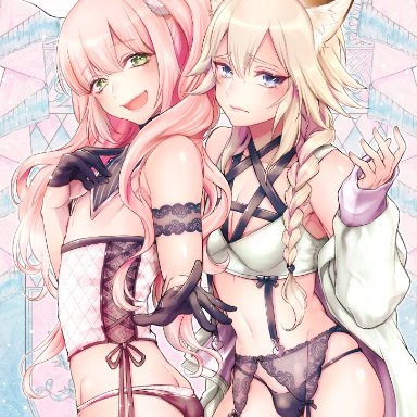 2boys, animal ears, bunny ears, cat ears, femboy, male, male only, morino bambi, tagme, trap