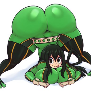 1girls, :p, alternate version available, ass, ass up, big ass, big breasts, bottom heavy, breasts, eye contact, female, hero outfit(mha), huge ass, huge breasts, jack-o pose