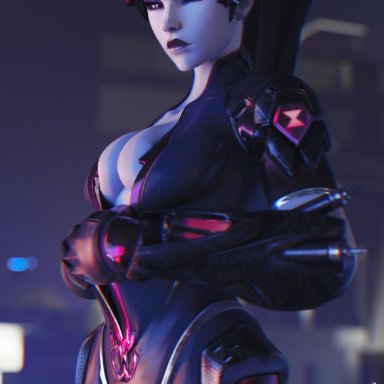 highres, inner sideboob, major guardian, overwatch, sideboob, spider widowmaker, squished breasts, unzipping, widowmaker