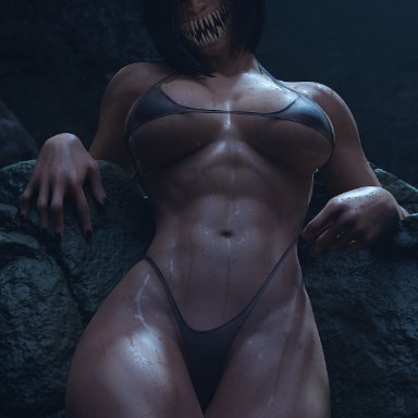 1girls, 3d, abs, blender, breasts, cleavage, female, female only, mileena, mortal kombat, muscles, muscular, muscular female, shizzyzzzzzz, solo