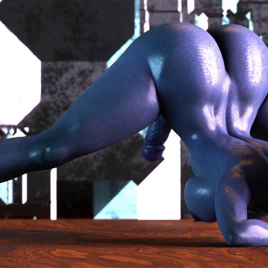 1futa, 3d, all fours, animated, ass, big ass, big breasts, big penis, breasts, feet, futa only, futanari, humanoid, humanoid penis, jack-o pose