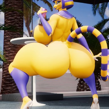 animal crossing, animated, ankha, backboob, big ass, big breasts, big butt, bouncing ass, female, female only, high heels, looking at viewer, mp4, no sound, nude