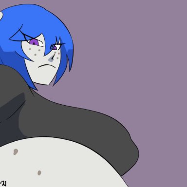 analingus, animated, anus, big ass, big breasts, blue hair, bottomless, facesitting, female, ghostnerdy, gigantic breasts, huge breasts, megabippy, pale-skinned female, pale skin