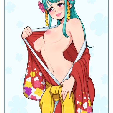 afrobull, breasts, hiyori kozuki, japanese clothes, kouzuki hiyori, one piece, undressing, yukata