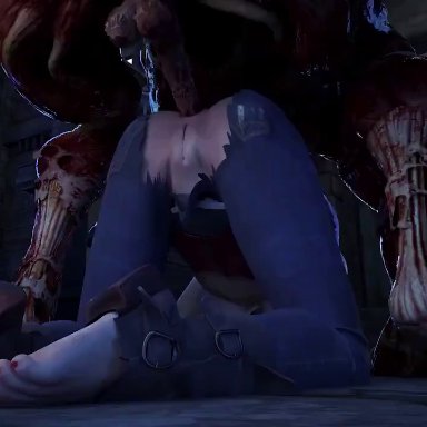 anal, anal penetration, anal sex, animated, areolae, bestiality, blue eyes, bouncing breasts, breasts, breasts outside, brown hair, claire redfield, creepymotions, feet, foot fetish