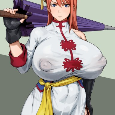 1girls, aged up, ass, big ass, big breasts, big butt, blue eyes, breasts, china dress, chinese clothes, erect nipples, erect nipples under clothes, female, female only, gintama