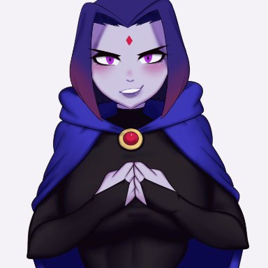 animated, areolae, big breasts, breasts, dc, dogiflan, female, female only, flashing breasts, gothic, purple hair, raven, raven (dc), teen titans