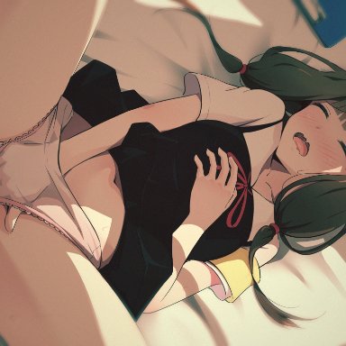 asou (asabu202), bed, iino miko, kaguya-sama wa kokurasetai ~tensai-tachi no renai zunousen~, masturbation, panties, underwear