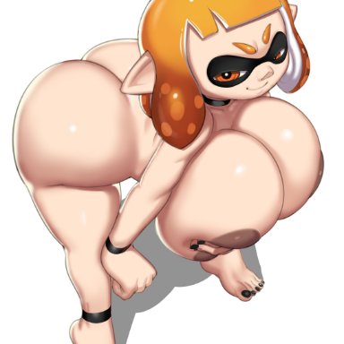 1girls, ass, big ass, big breasts, black nail polish, breasts, choker, female, female only, gray impact, huge ass, huge breasts, inkling, inkling girl, large breasts