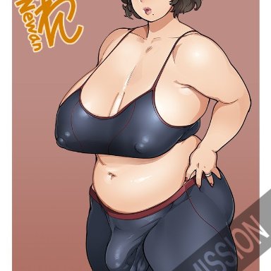 1futa, big breasts, big penis, breasts, brown hair, bulge, chubby, clothed, clothing, erect nipples, fully clothed, futa only, futanari, human, large breasts