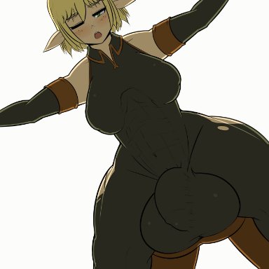 1boy, 1futa, all fours, anal, anal penetration, anal sex, animated, balls, bulge, clothed, clothed sex, clothing, elbow gloves, erection, evangelyne