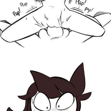 black and white, bouncing breasts, breasts, cowgirl position, cum, cum in pussy, cum inside, edit, fast, fertilization, holding camera, impregnation, jaiden, jaiden animations, jaidenanimations