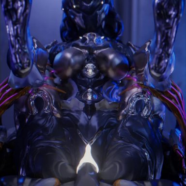 3d, 3d (artwork), animated, armor, balls, bioluminescence, boobs, bouncing breasts, dominant male, female, female penetrated, glowing genitalia, legs up, looking at viewer, male