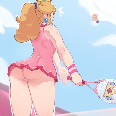 1girls, artist request, back, back view, clothed, clothing, female, female only, fully clothed, human, light skin, mario (series), mario kart, nintendo, pale skin