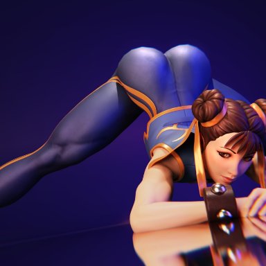 1girls, ass, ass up, big ass, bracelet, brown eyes, brown hair, capcom, chun-li, clothed, clothed female, clothing, double bun, female, female only