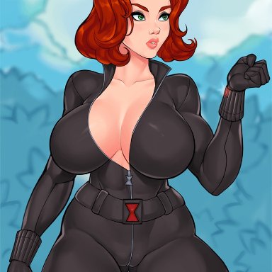 1girls, ange1witch, animated, black widow (marvel), cameltoe, cleavage, curvy, erect nipples, female, green eyes, huge areolae, huge ass, huge breasts, marvel, natasha romanoff