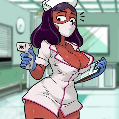 big breasts, breasts, centinel303, cleavage, face mask, gloves, hips, nurse, priyanka maheswaran, steven universe, stockings, thermometer, thighs