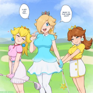 afrobull, mario (series), mario golf, nintendo, princess daisy, princess peach, princess rosalina, tagme