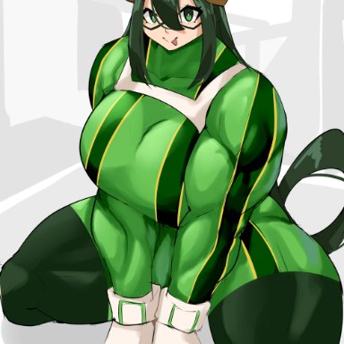 breasts, busty, female, froppy, gloves, goggles, goggles on head, green eyes, green hair, large breasts, long hair, looking at viewer, muscles, musctonk, muscular