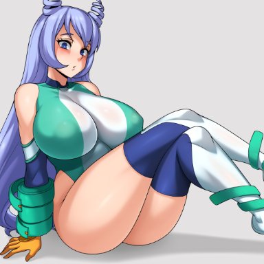 1girls, ass, big ass, blush, breasts, cleavage, female, female only, huge breasts, jmg, looking at viewer, my hero academia, nejire hado, solo, thick thighs