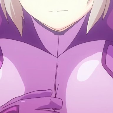 1boy, 1girls, ahe gao, animated, belka valentina, big ass, bodysuit, cum in mouth, cum inside, female, honoo no haramase oppai ero appli gakuen, huge breasts, paizuri, sex, short hair