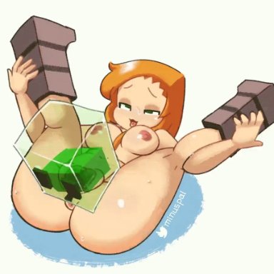 1girls, 2021, 2d, 2d animation, ahe gao, alex (minecraft), animated, anus, areolae, artist name, ass, big breasts, big penis, boots, bouncing ass