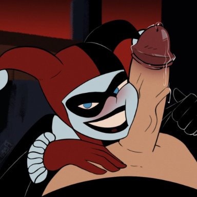 1boy, 1girl, batman: the animated series, batman (series), big penis, blush, dc, dc comics, dcau, dick grayson, female focus, ghostmussa, harleen quinzel, harley quinn, harley quinn (classic)