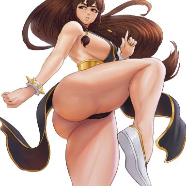 1girls, ass, big breasts, big butt, breasts, brown hair, capcom, chun-li, female, large breasts, long hair, solo, standing, street fighter, street fighter v