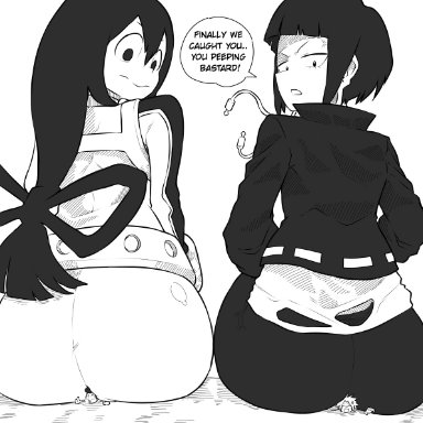 2boys, 2girls, big ass, buttcrush, denki kaminari, giantess, gtstamago, kyoka jiro, minoru mineta, my hero academia, size difference, tsuyu asui